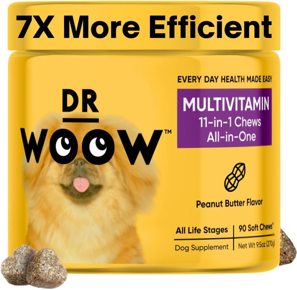Multivitaminici per cani - Vitamine di tutti i giorni per cani | Salute immunitaria Gut, Supporto per occhio cardiaco congiunto | Integratori per cani Glucosamina Chondroitin, Probiotici di digestione, Omega 3 Fish Oil | 90 Ct
