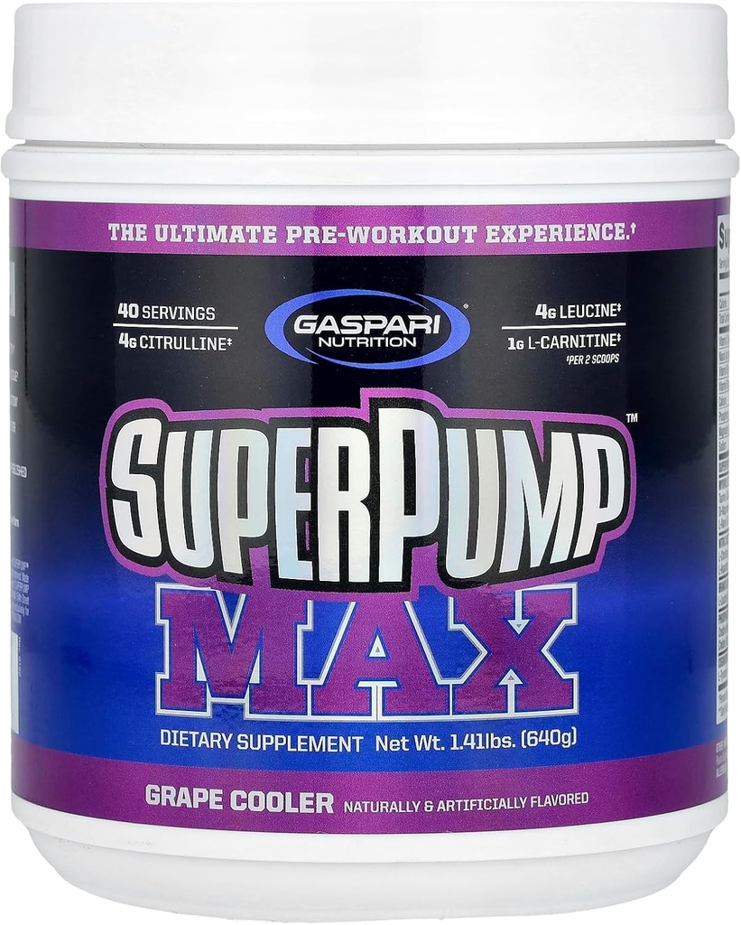 Gaspari Nutrition SuperPump Max, Raffreddatore a Uva, 1.41 lbs (640 g)