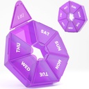 Organizzatore di pillole settimanali, 2 Pack Portable Pill Box Medicine caso 6 colori (sette giorni) Nuova edizione per vitamina/olio di pesce/Pills/Supplements-Arthritis Friendly (Purple)