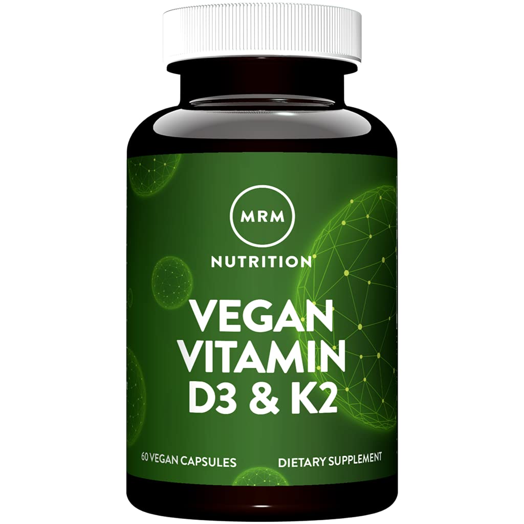 MRM Nuturition Vegan Vitamin D3 & K2 | Bone + Salute Immune | Fatto da licheni | Supporta l'assorbimento di calcio | Vegan + Per vegetariani | 60 Serve