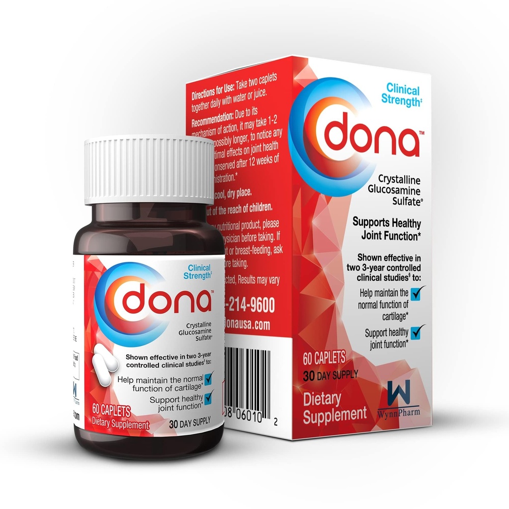Solfato di Glucosamina di Dona Cristallina, 750 Mg, Pillole di Integratore Congiunto per Ginocchiera Comfort & Joint Health Support, 750 Mg, 60 Count