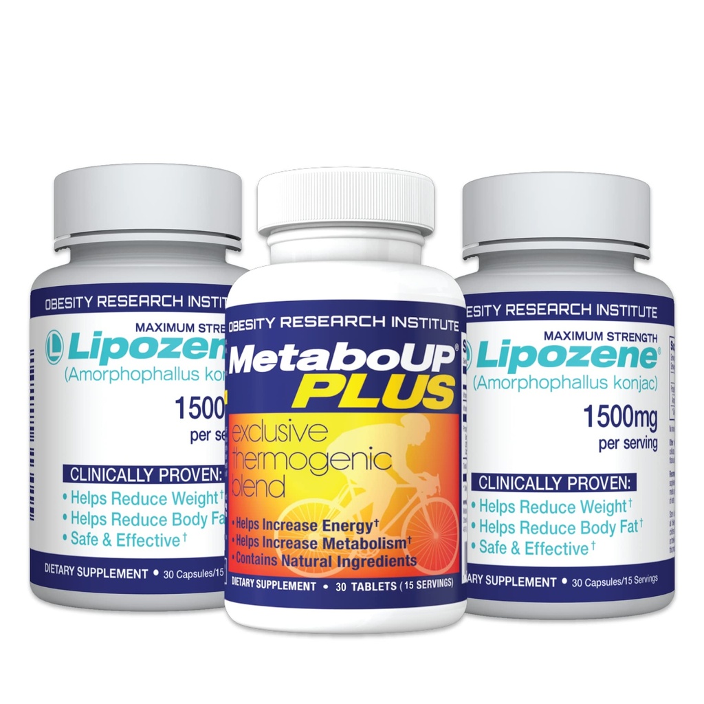 Lipozene perdita di peso pillole 2 bottiglie con 30 capsule ciascuno con un 30 conte bottiglia MetaboUp Plus