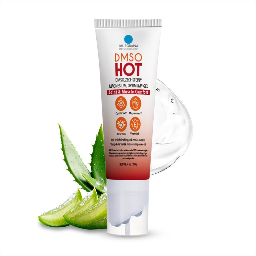 Dr. Robaina DMSO HOT Roll-On - 99,9% Pure Pharmaceutical Grade | Multi-Ball Applicatore per il calore mirato | Zechstein Magnesium, MSM, Arnica, Aloe Vera, Vitamina E - 4 oz | Made in USA