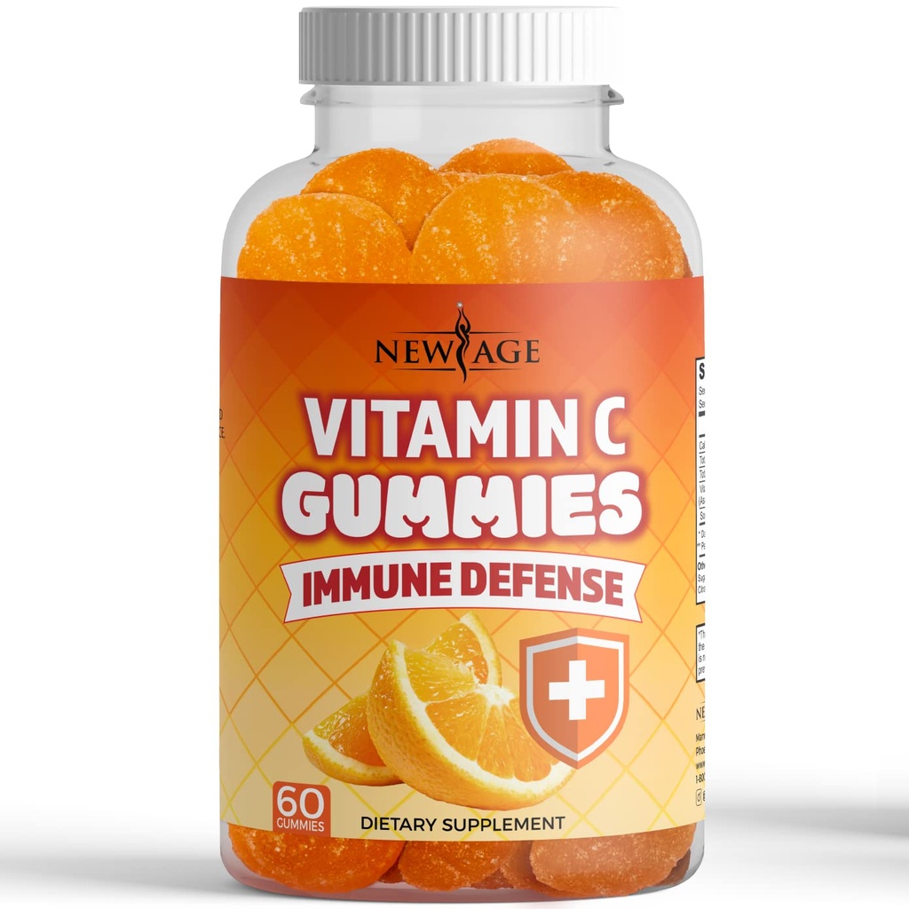 NUOVA AGE Vitamina C Gummies Arancione Vitamina C Gummy - Supporta il sistema immunitario sano - Vegetariano senza glutine (60 Gummies)
