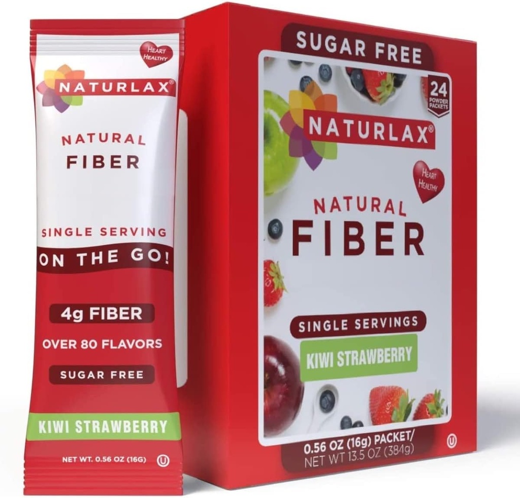 Husk di Psyllium aromatizzato alla fragola di Kiwi senza zucchero, 24 pacchetti di fibre