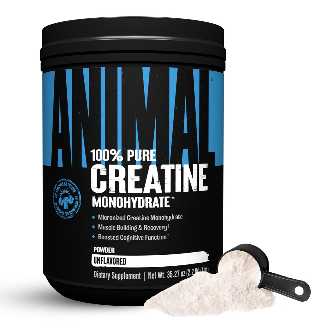 Polvere di monoidrato della creatina animale - Creatina micronizzata per le donne e gli uomini, Supporta la crescita del muscolo, la resistenza, l'eccedenza, il recupero e la produzione di ATP, Gym & integratori di allenamento - non aromaed, 1kg