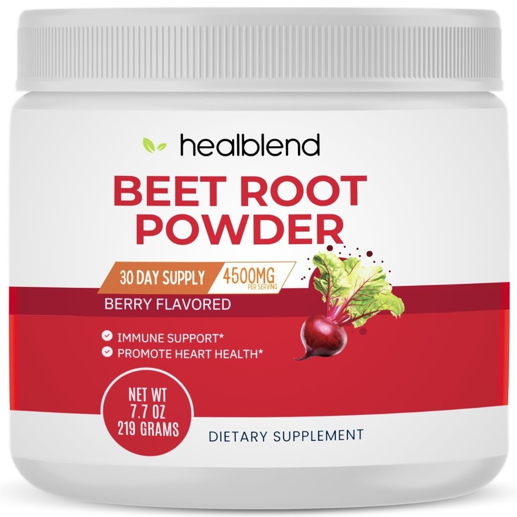 Polvere di radice di barbabietola organica di guariblend - Barbabietole di ossido nitrico, supporto di pressione sanguigna sana, chirurgia del sangue Superfood Blueberry aromaed - 30 Serve