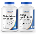 Acido lipoico alfa Nutricost 600mg, 240 Caps Glutathione 500mg, 240 Caps