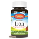 Carlson - Ferro da stiro masticabile, 30 mg, Assorbimento superiore, Sanità del sangue, Produzione energetica e benessere ottimale, Supplemento di ferro masticabile per le donne e gli uomini, Aroma di fragola naturale, 120 compresse