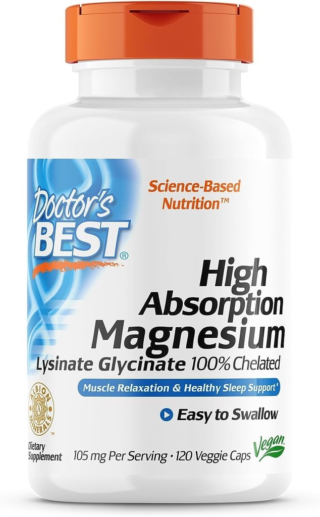 Migliore assorbimento di magnesio di altissimo assorbimento del medico glicinato 100% chelato, non OGM, Vegan, 120 capsule di verdure (pacchetto di 1)