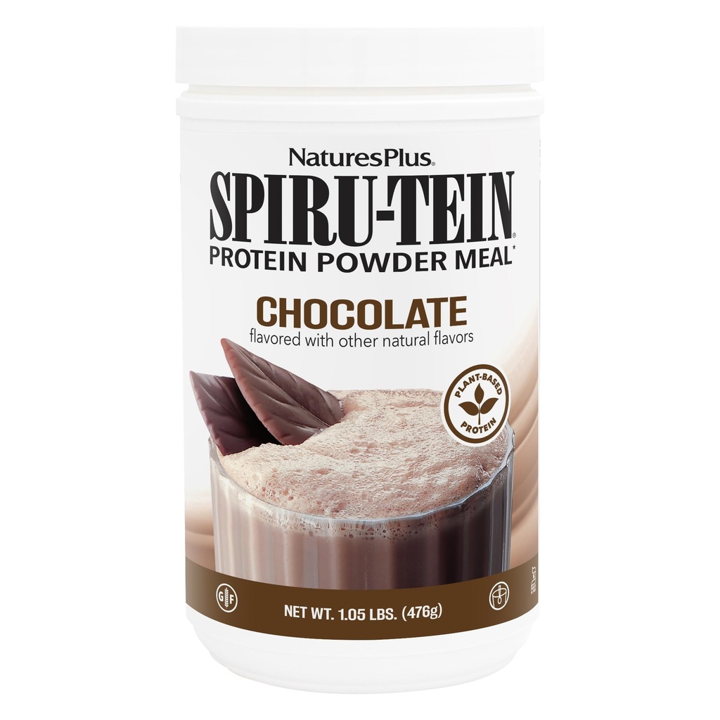 Natures Plus SPIRU-TEIN, Cioccolato - 1.05 lb - Protein Shake a base vegetale - Non OGM, Vegetariano, Gluten Free - 17 Total Servings