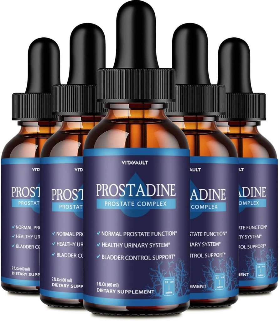 Prostadina, Potent Prostate Support Liquid Drops, Prostadina ad alta frequenza per il benessere globale della prostata, Easy-to-Use Dropper Form (5 Pack)