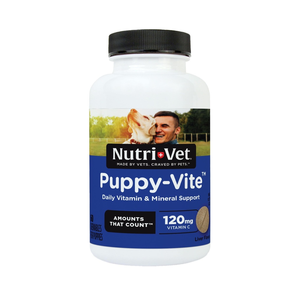 Nutri-Vet Puppy-Vite Chewables for Puppies, formulato con vitamine e minerali per sostenere dieta bilanciata, grande fonte di vitamina C, 60 conte