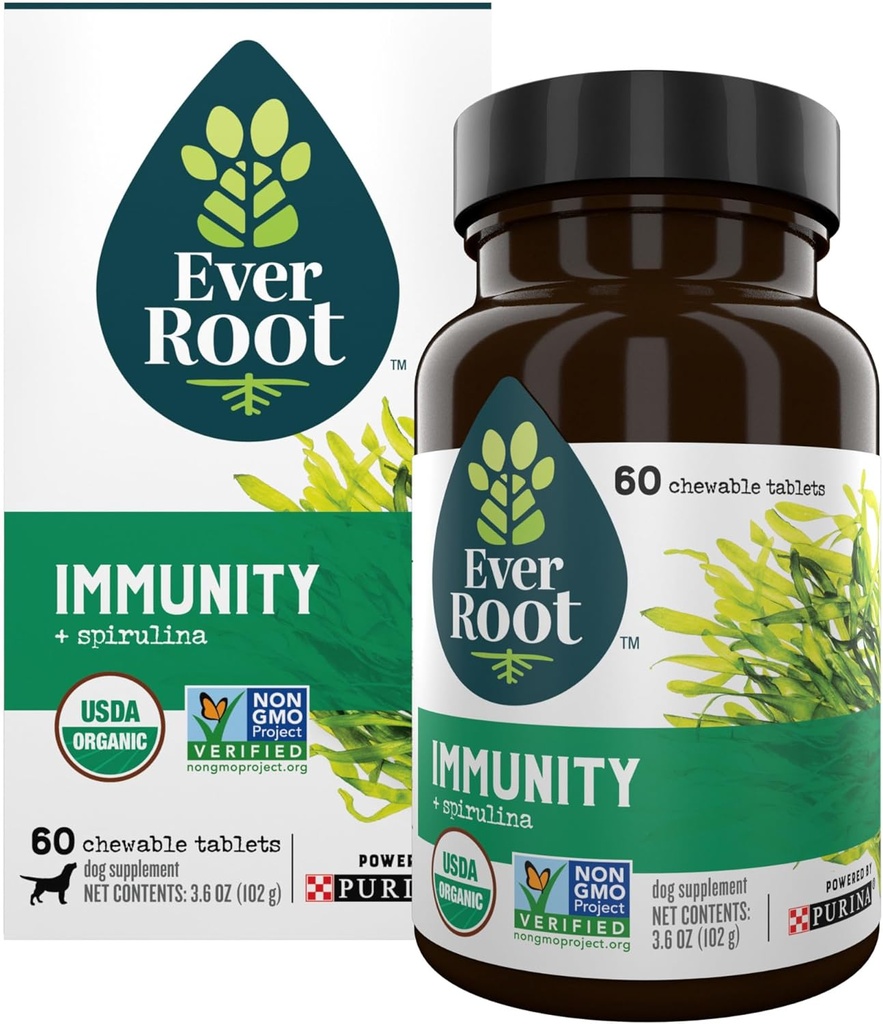 EverRoot Dog Integratori Alimentati da Purina Immunity Chewable Tablet con Spirulina e Antiossidanti - 3.6 oz. Canister