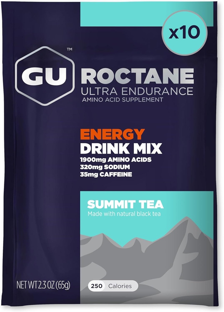 G Energy Roctane Ultra Endurance Energy Drink Mix, Vegan, Gluten-Free, Kosher e Dairy-Free n-the-Go Energy for Any Workout, 10 Single-Serving Packets, Summit Tea