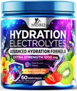 Polvere di elettrolito di idratazione 1200mg - Miscela di bevanda di rifornitore liquido giornaliero - Multiplier di elettrolita con minerali, potassio e sale reale, Keto, non OGM - Elettroliti di gusto di frutta - 60 Serve