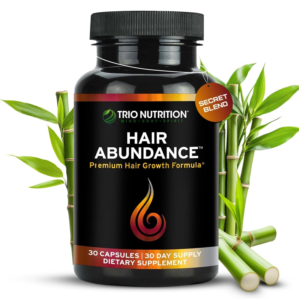 TRIO NUTRITION Hair Abundance | Integratore naturale di vitamina per la crescita dei capelli, unghie forti e pelle liscia.