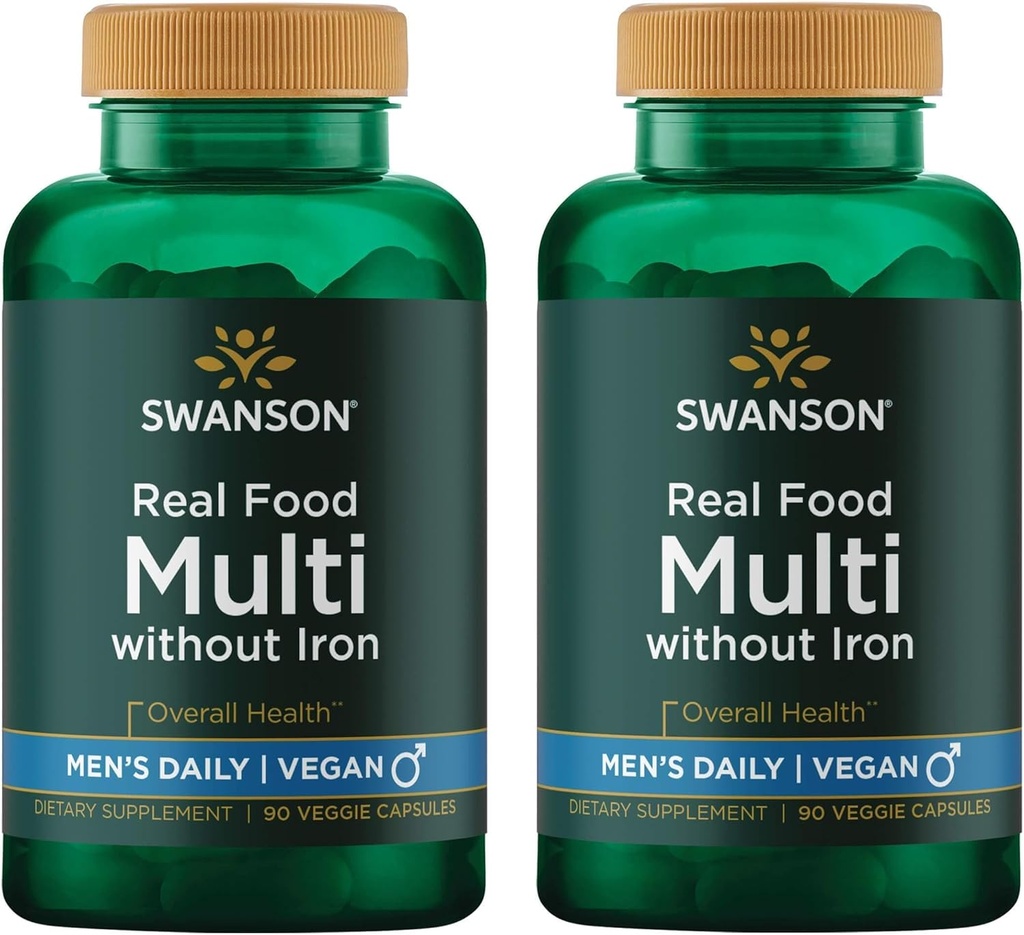 Cigno reale cibo Multivitaminico Multiminerale Men's Salute Prostatico Stress Supplemento Vegan Gluten-Free Non-GMO 90 Veggie Capsule Veg Caps (2 Pack)