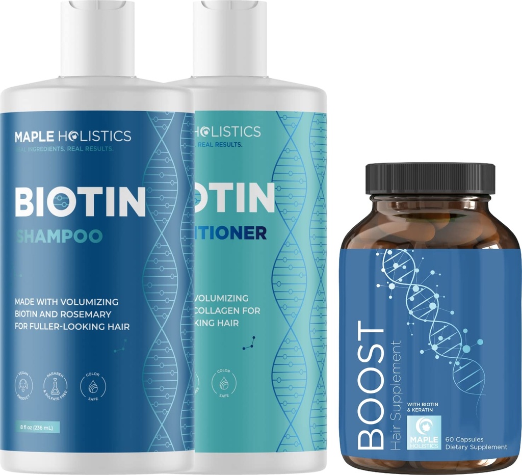 Biotina Shampoo e Condizionatore e Supplemento Capelli - Biotina per la crescita dei capelli Supplemento Plus Rosemary and Volumizing Shampoo and Conditioner Set - Rosemary Biotin and Collagen Hair Thickening Products