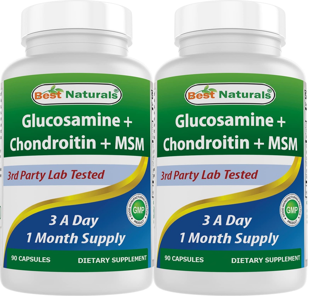 Migliori naturali, Glucosamina Condroitin Integratori MSM, 2600 mg per porzione, 90 capsule (90 conteggio (Pack of 2))