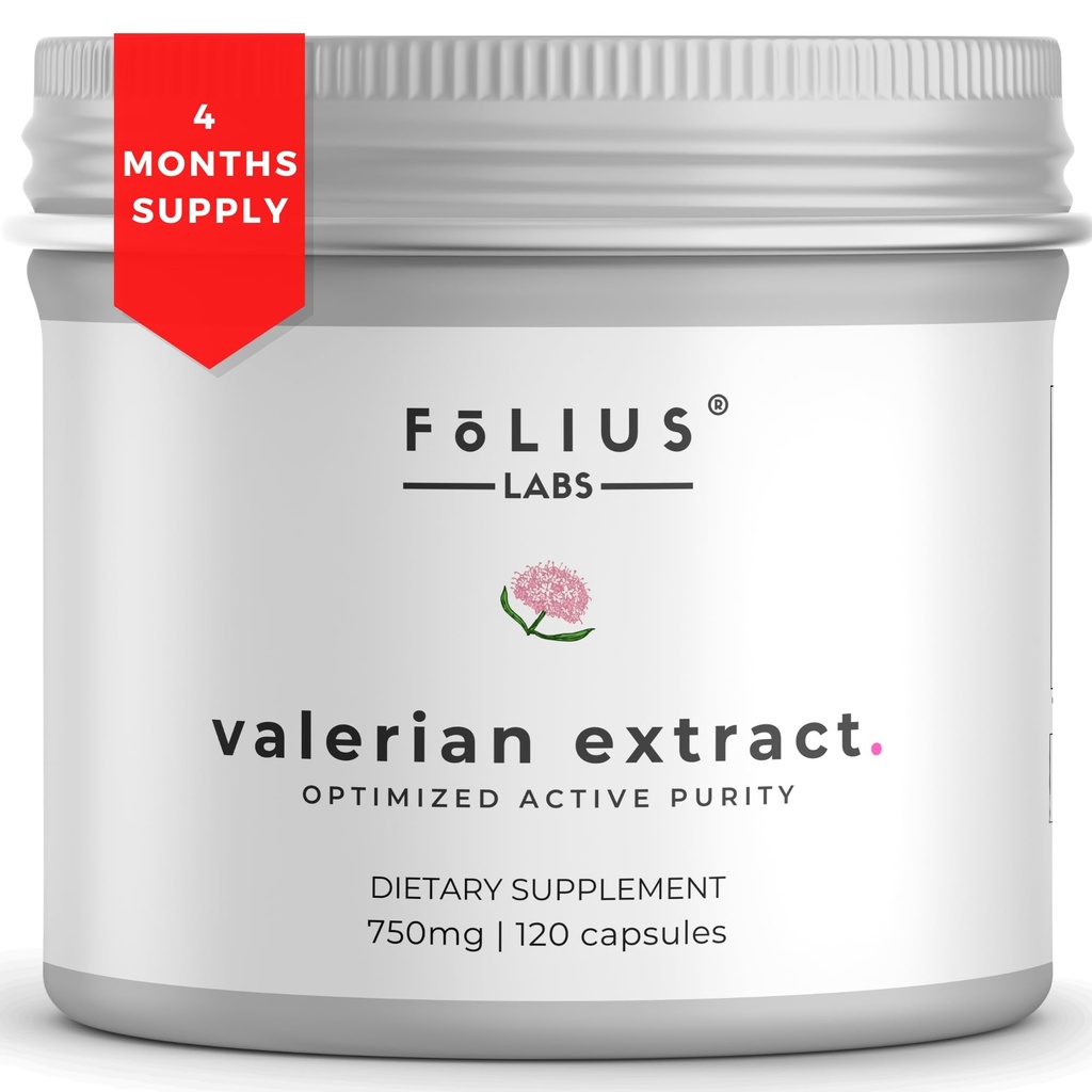 Estratto di radice di valeriana 4:1 capsule 750mg – Purezza attiva ottimizzata – supplemento di estratto di radice di valeriana di concentrazione 4X - senza glutine, non OGM - promuove il rilassamento - 120 capsule