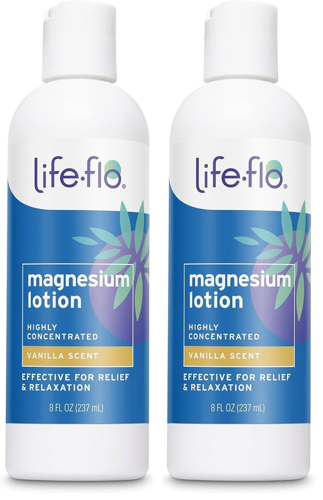 Life-flo Magnesium Lozione, Vanilla Scent - Rilievo e Rilassamento con cloruro di Magnesio dal Zechstein Seabed - Dermatologo Testato, Ipoallergenico, Garanzia di 60 giorni, Non testato su animali, 8oz