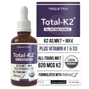 Totale K2® | Vitamina K2 come MK7 & MK4 | Plus K1 & Vitamin D3 Cofattore - 620 mcg K2 per Serving - All-Trans MK7 da MenaQ7® - Vitamina Full-Spectrum K - Vegan, Organic Certified (Liquid 1 oz)