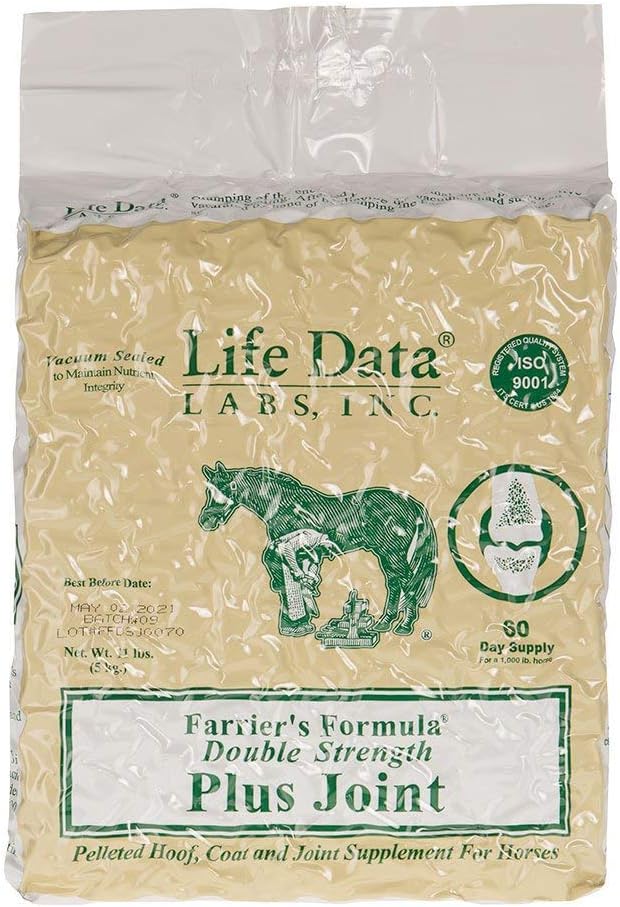 LIFE DATA LABS Farriers Formula Double Strength Plus Joint, 11 lbs; Hoof pelleted, Coat e Joint Supplement per cavalli