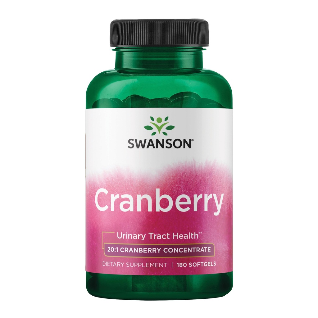 Swanson Cranberry - Supporta la salute del tratto urinario, il controllo della vescica e promuove la funzione sana del rene - Supplemento fatto con 20:1 Succo Concentrato - (180 Softgels)