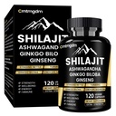 Shilajit Capsule - 20.000mg Pure Himalayan Organic Shilajit per gli uomini e le donne con Ashwagandha, Supporta la vitalità e il benessere, Premium Shilajit Pure Himalayan Supplement, 120 Capsule