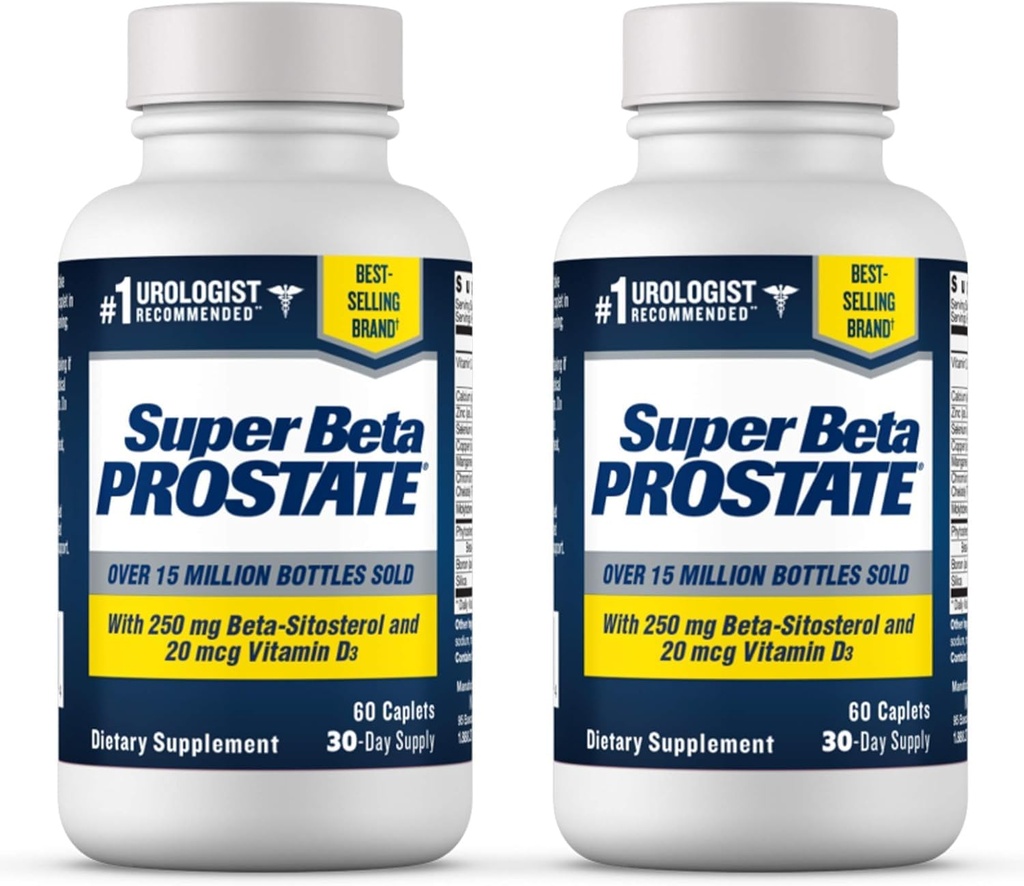SUPER BETA PROSTATE Support Supplemento per la salute degli uomini - Ridurre i viaggi del bagno, Promuovere il sonno, Migliore svuotamento della vescica e prostata sana, Beta Sitosterol - 60 Conteggio (Pack of 2)