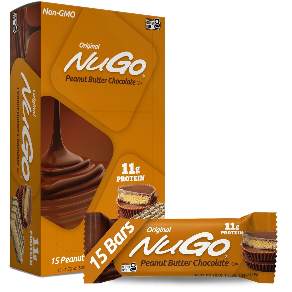 NuGo Protein Bar, burro di arachidi, 11g Protein, senza glutine, 15 conte
