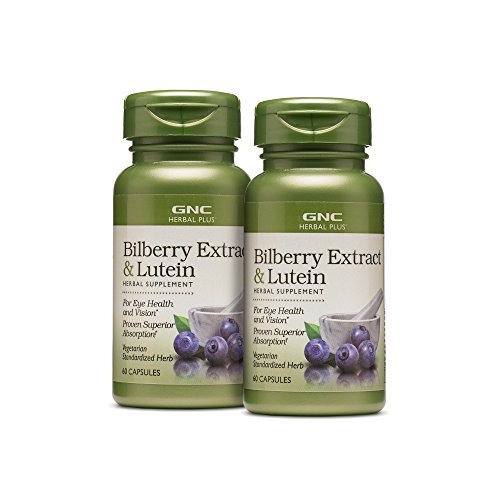 GNC Herbal Plus Bilberry Extract e Lutein | Supporta la salute dell'occhio e della visione | Twin Pack (2 x 60 Count)
