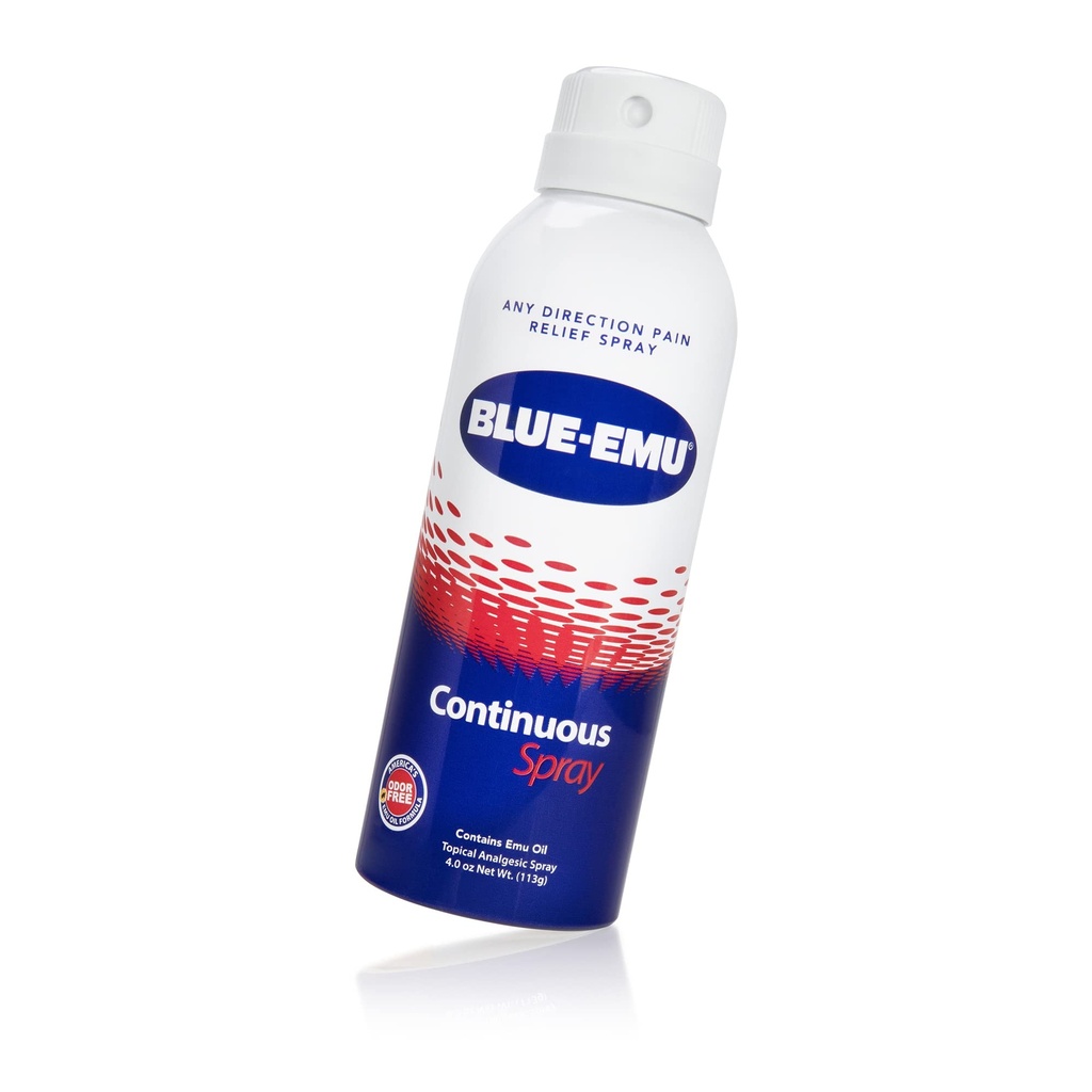 Spruzzo continuo del sollievo del dolore di Blue-Emu per il sollievo del giunto e del muscolo di azione rapida, 4 Oz, 1 Confezione