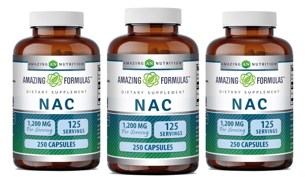 Incredibile Formulas NAC 600 Mg | N-Acetyl Cysteine Supplement | Capsule | Non-GMO | Gluten Free | Made in USA (3 Pack, 250 Count)