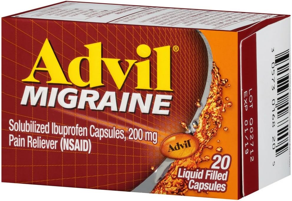 Advil Migrain 20'S dimensione 20ct Advil Migraine dolore liquido riempito capsule 20ct