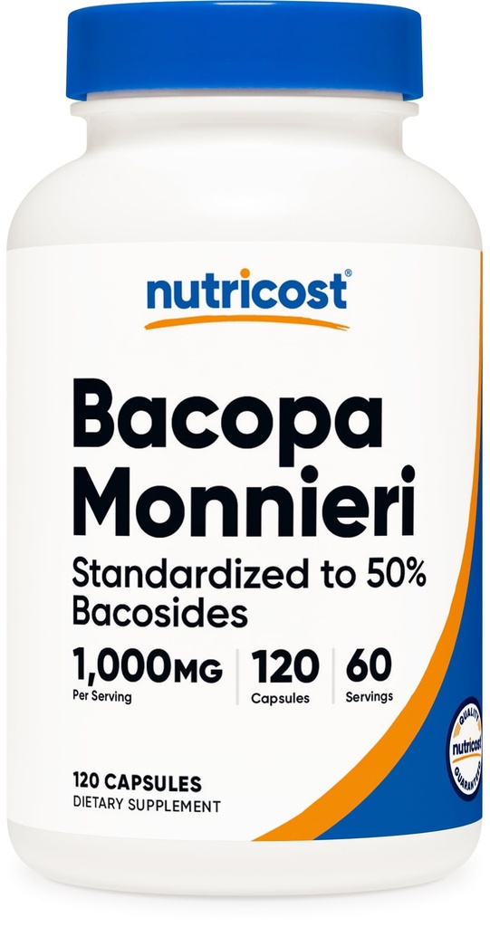 Nutricost Bacopa Monnieri 1.000mg, 120 Capsule (60 Serve) - Non OGM, Gluten Free e Per vegetariani