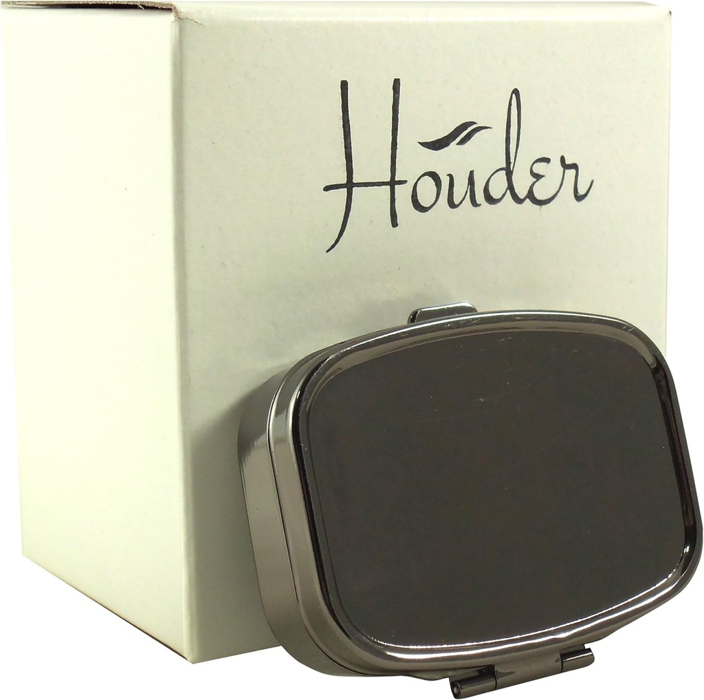 Houder Classy scatola di metallo grigio Pillola caso decorativo con scatola regalo - Carry Your Meds in stile (rettangolare)