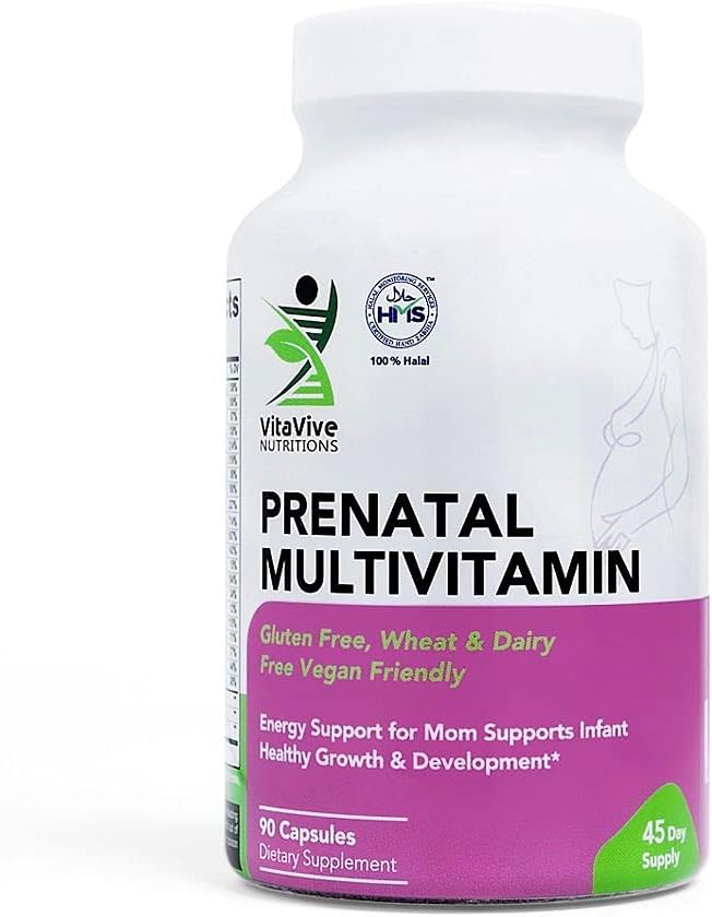 Prenatali Multivitaminici – 90 capsule – Vitamine e Minerali per sostenere mamma e il bambino – Calcio, Ferro, Vitamina C, Iodio e Altro - Vegan, Halal - Gluten, Wheat, Dairy Free