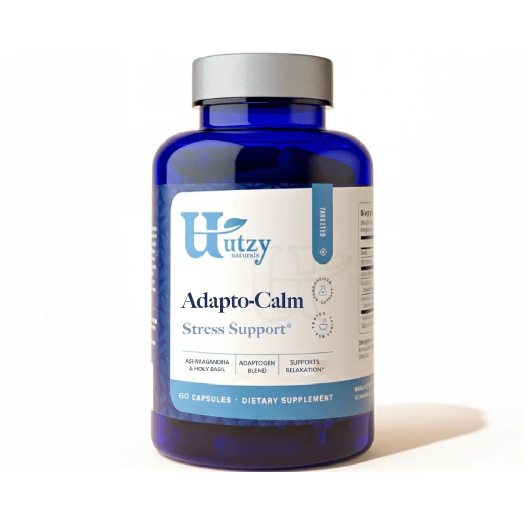 Utzy Naturals Adapto-Calm | Stress Support Formula | con Ashwagandha, Tulsi Holy Basil e Passionflower | 60 capsule