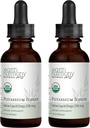 USDA Organic Potassium Iodide 250 mcg Liquid Supplemento 2-Pack (1-Year Supply) - Supporta la ghiandola tiroidea e aiuta l'esposizione e bassi livelli di iodio - Più Biodisponibile rispetto alle compresse, pillole - 1 Fl Oz