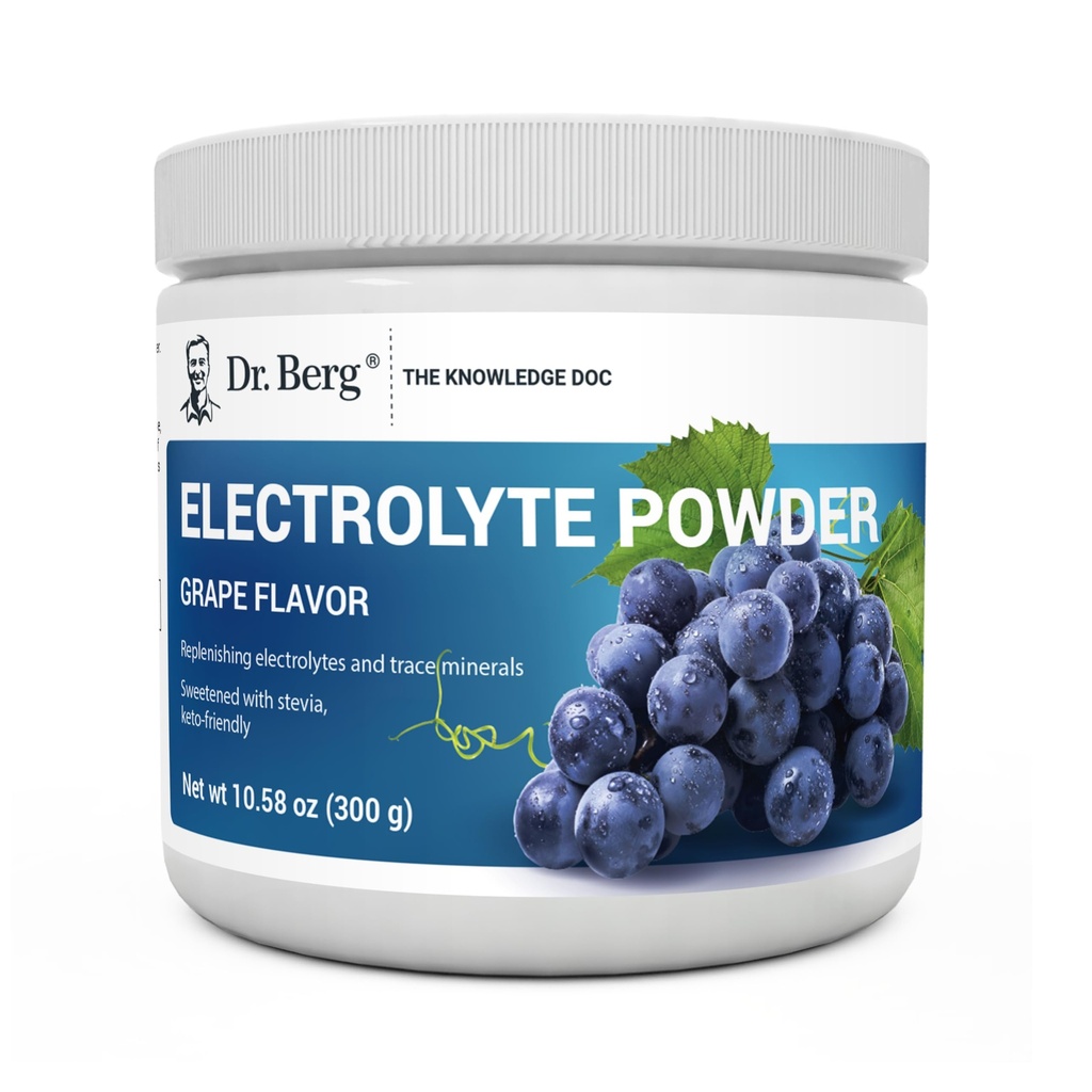 Dr. Berg Zero Zucchero Hydration Keto Electrolyte Powder - Aumentato w/ 1000 mg di Potassium & Real Pink Himalayan Salt (NOT Table Salt) - Grape Flavor Hydration Drink Mix Supplement - 50 Serve