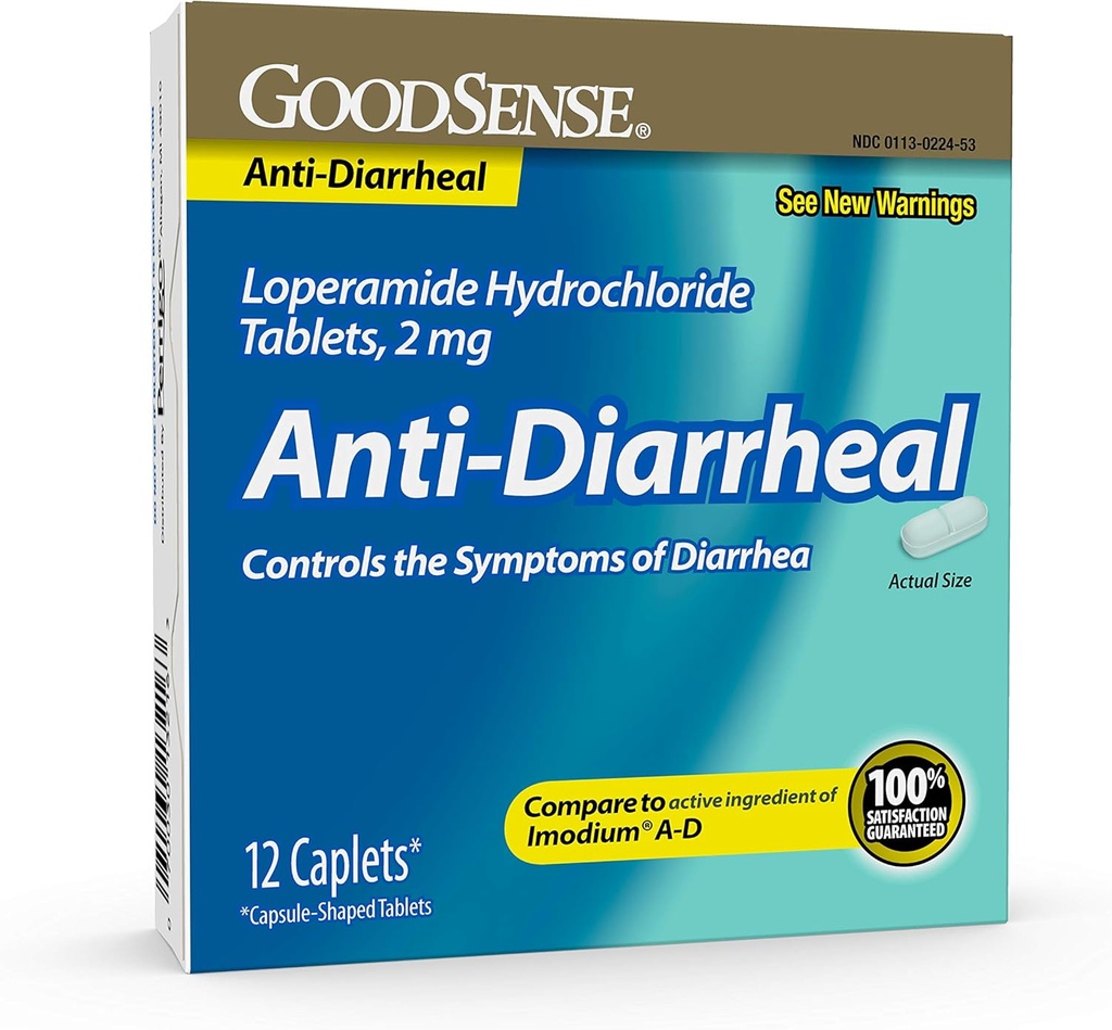 Compresse di cloridrato di GoodSense Loperamide, 2 mg, anti-Diarrheal, 12 conte