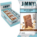 JiMMYBAR! Barre di proteine del burro di arachidi di cioccolato 18g, 6g Basso zucchero - 12 conte - 58g barre di salute - Snack funzionale con arachidi reali & Cioccolato a mano