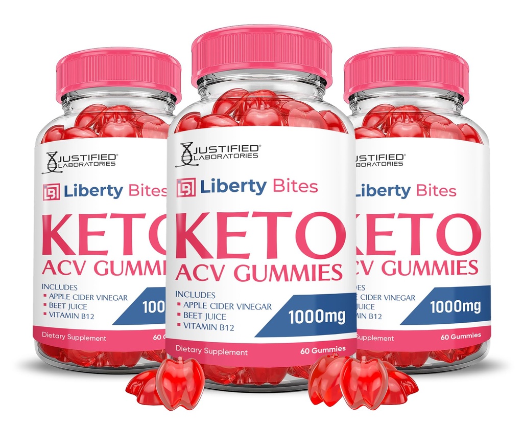 (3 Pack) Liberty Bites Keto ACV Gummies Advanced Formula 1000MG Libertybites Keto Gummies Aceto di sidro di mele Formulato con Polvere di succo di barbabietola di melograno B12 Vegan Non OGM 180 Gummys