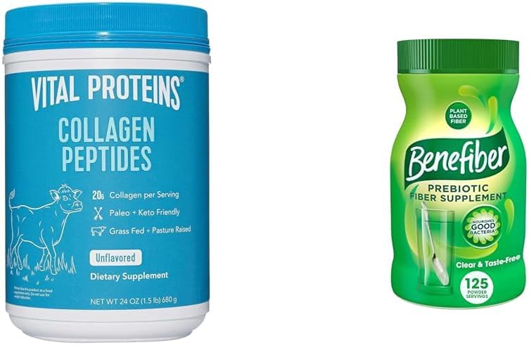 Proteine vitali Peptidi di collagene non aromatizzati (24 Oz) & Benefiber Prebiotico Fibra Supplemento non aromatizzato (17.6 Oz)