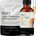 Auri Energy & Immune Boost Pack Super Mushroom Daily Gummies Cordyceps Elixir Bundle - Daily Wellness for Focus, Stamina e Longevity - 60 Gummies + 60ml Tincture