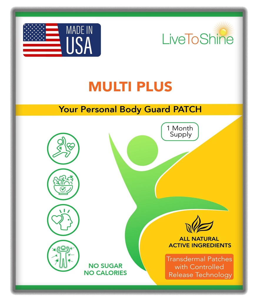 Live To Shine Multi Plus Topical Patch - USA Made - 30 giorni di alimentazione per le donne e gli uomini da