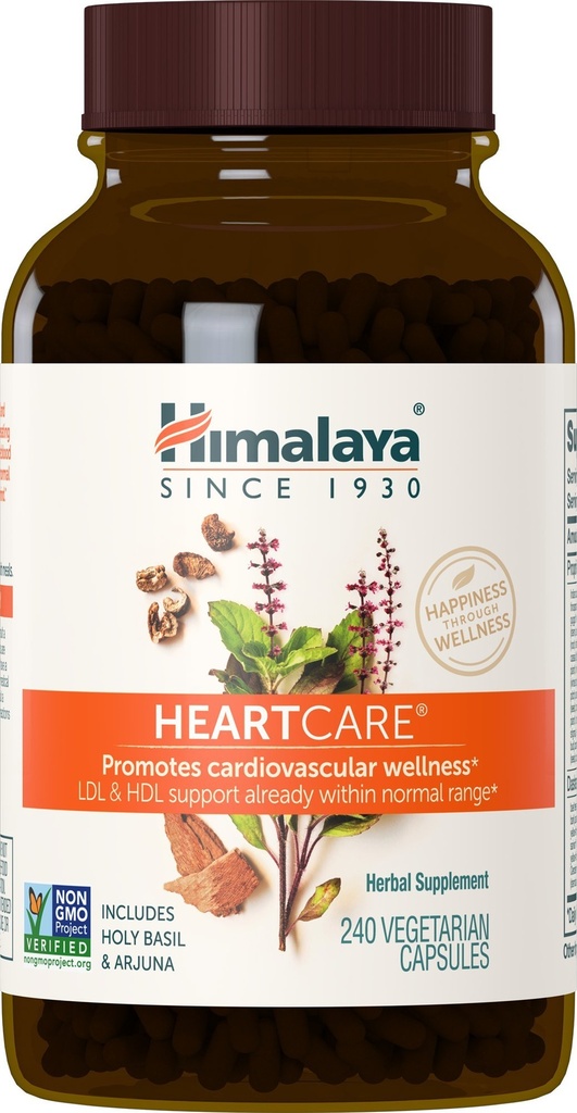 Himalaya HeartCare, colesterolo e integratori di pressione sanguigna per il benessere cardiovascolare e salute del cuore, 720mg, 240 capsule, 2 mesi di alimentazione