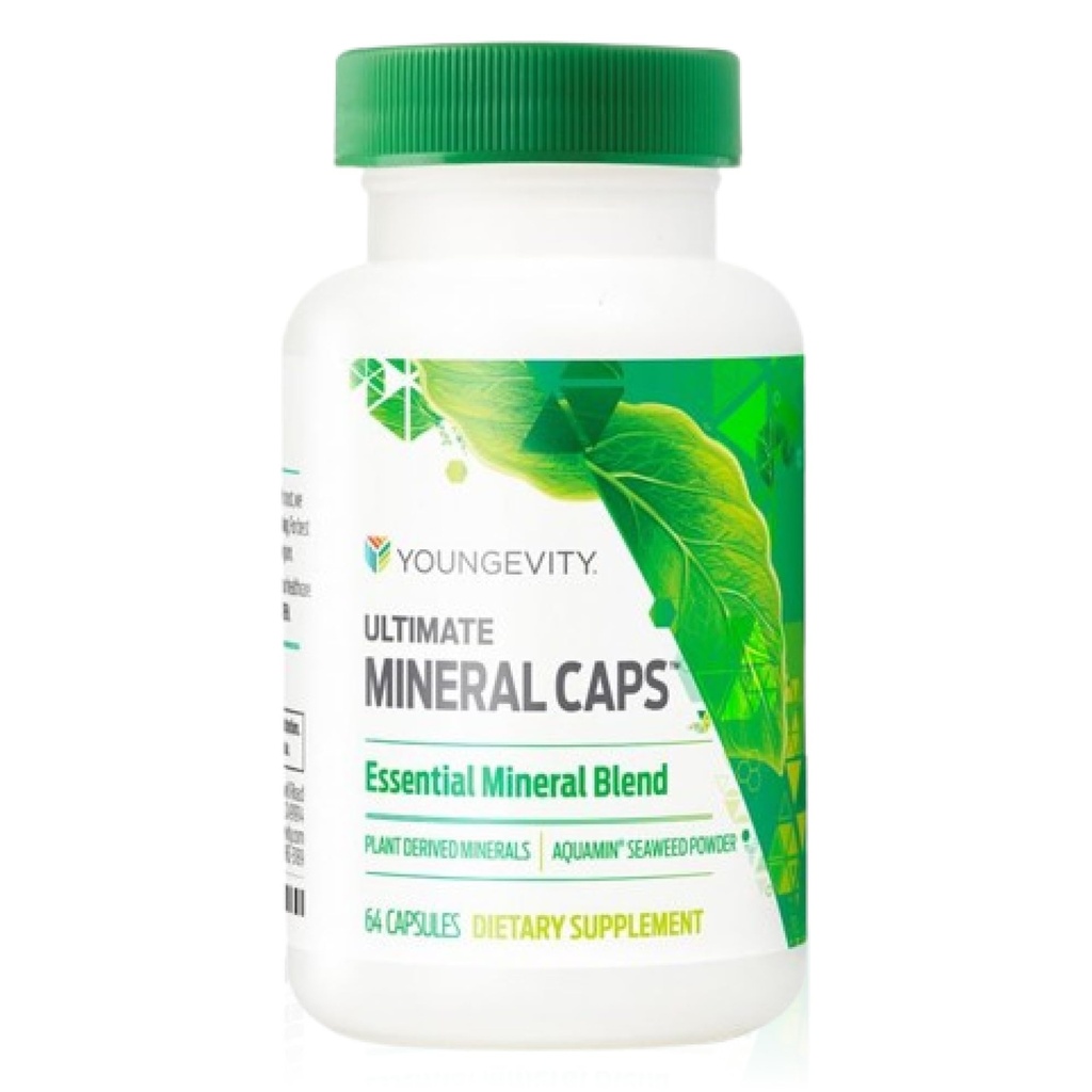 Youngevity Ultimate Mineral CapsTM - 70+ Essential Full Spectrum Trace Minerals - Nutrient-Dense, derivato da Humic & Aquamin Seaweed (64 Capsule) (Pack of 4)
